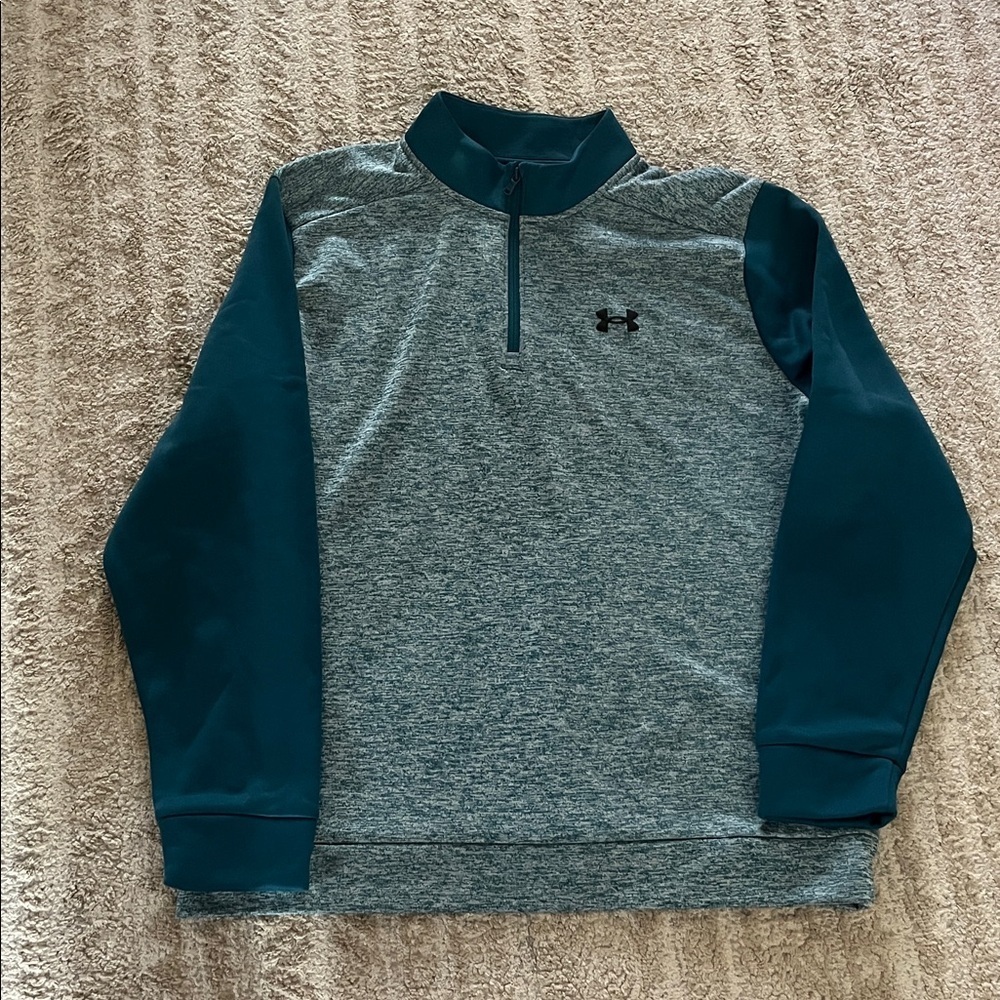 Under Armour Teal Two Toned Fleece Loose Quarter-Zip Pullover XXL